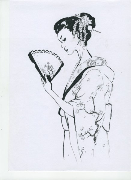 Китайская Графика гелевой ручкой