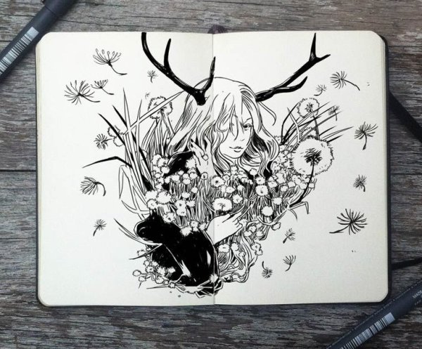 Аниме черной ручкой