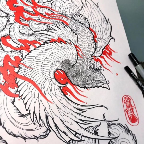 Irezumi Tattoo Sketch Феникс