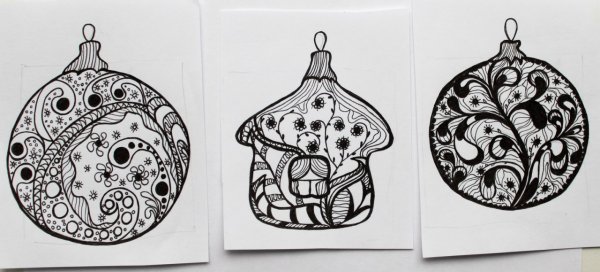 Елочная игрушка гелевой ручкой