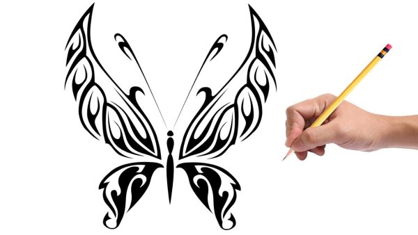 Тату ручкой бабочка