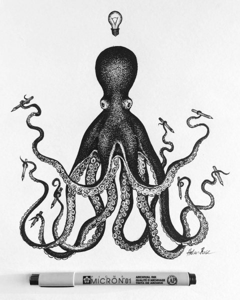 Осьминог художник