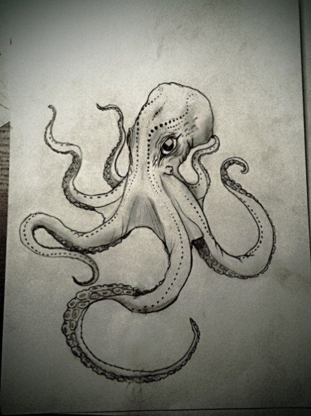 Осьминог эскиз Минимализм