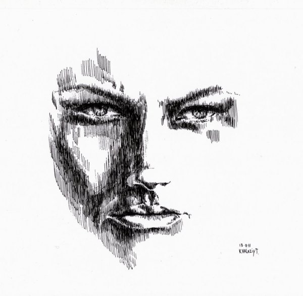 Портрет гелевой ручкой