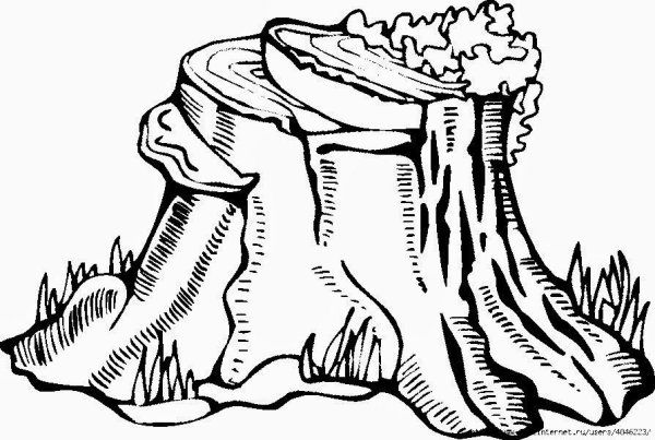 Пень векторное изображение черно белая