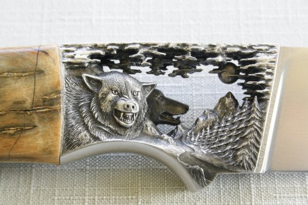 Нож волк Дамаск авторский