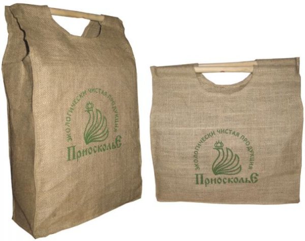 Сумка из Мешковины с деревянными ручками