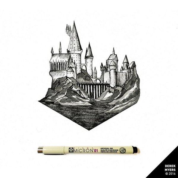 Тату Гарри Поттер Хогвартс эскиз