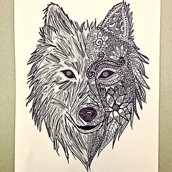 Зентангл волк