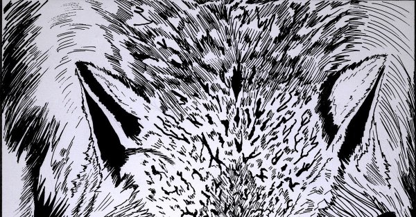 Волк черной ручкой