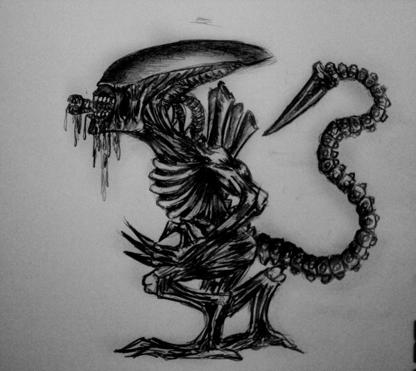 Вышивка гладью ксеноморфа