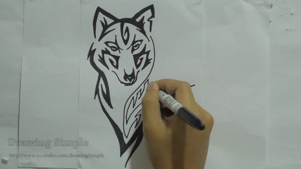 Лиса гелевой ручкой