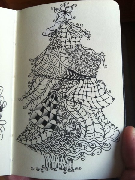 Новогодние открытки в стиле Зентангл