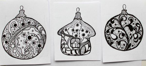 Новый год в стиле дудлинг