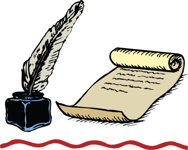 Перо и чернильница рисунок