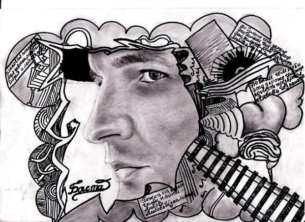 Портрет басты карандашом