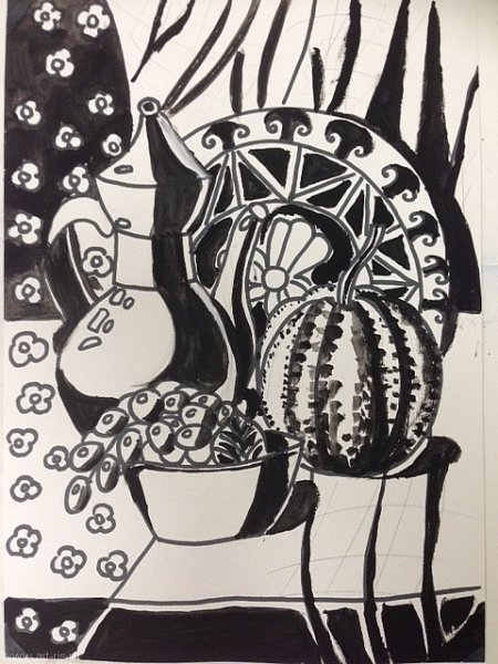 Стилизованный натюрморт тушью