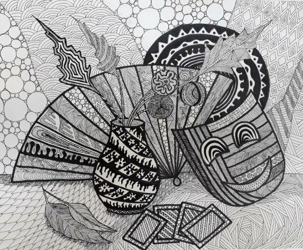 Натюрморт гелевой ручкой