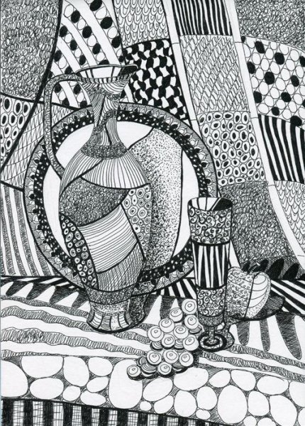 Натюрморт техника Зентангл