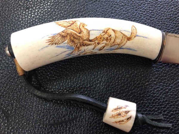 Выжигание на рукояти ножа