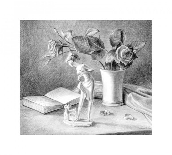 Наброски натюрморт с цветами