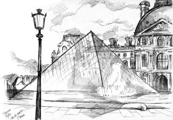 Архитектурный пейзаж карандашом