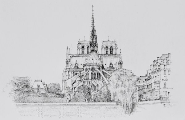 Рисунок соборы Нотр дам в Париже