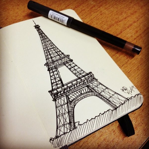 Скетч Париж Эйфелева башня