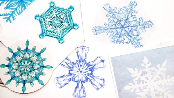 Рисование снежинок техника