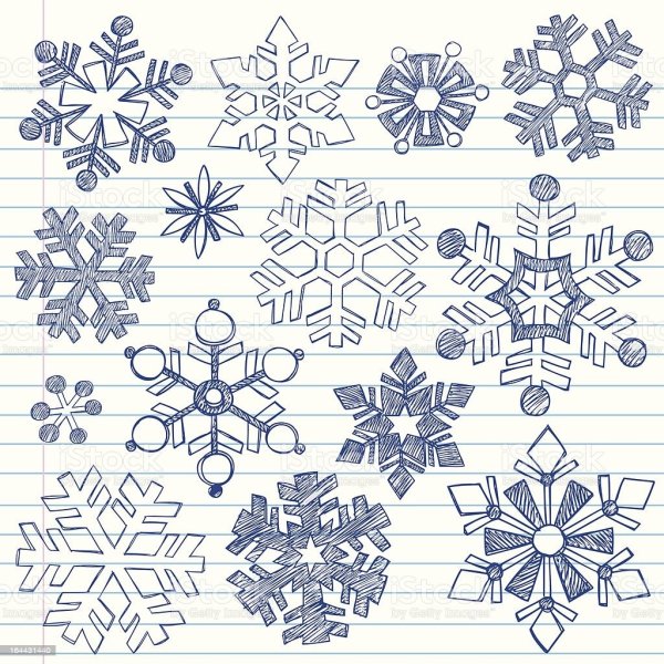 Снежинки по клеточкам в тетради