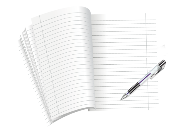 Тетрадь в линейку и ручка