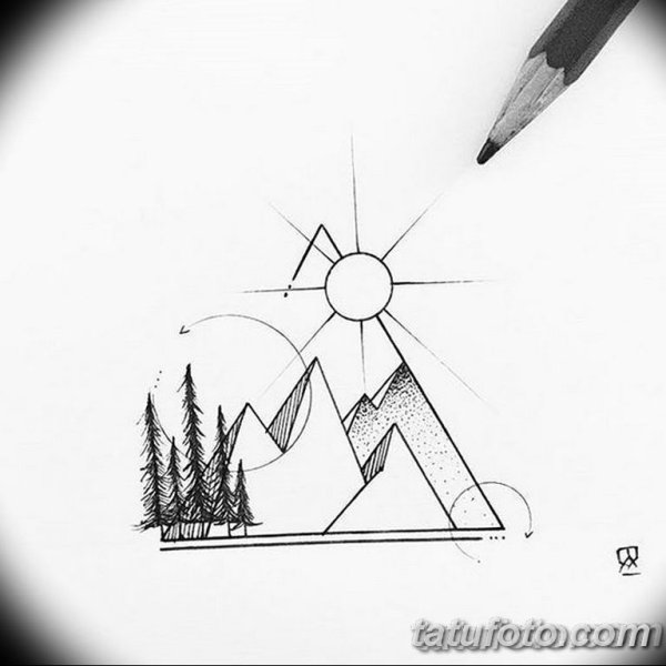 Геометрический пейзаж карандашом