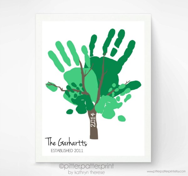 Картины с отпечатками рук семьи