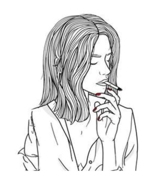 Курящая девушка эскиз