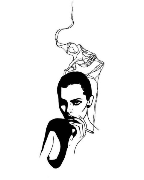 Девушка с сигаретой эскиз