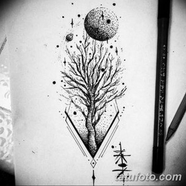 Дерево в треугольнике эскиз