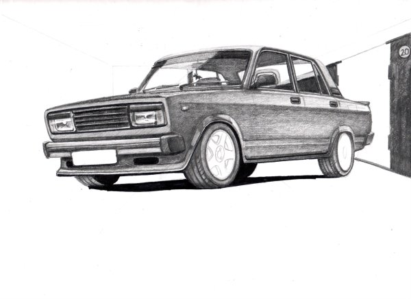 Эскиз ВАЗ 2107 спереди