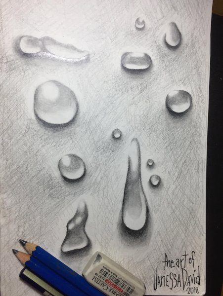 Капли воды карандашом