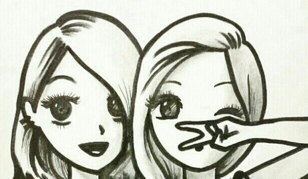 Рисунки для срисовки две подруги простым карандашом