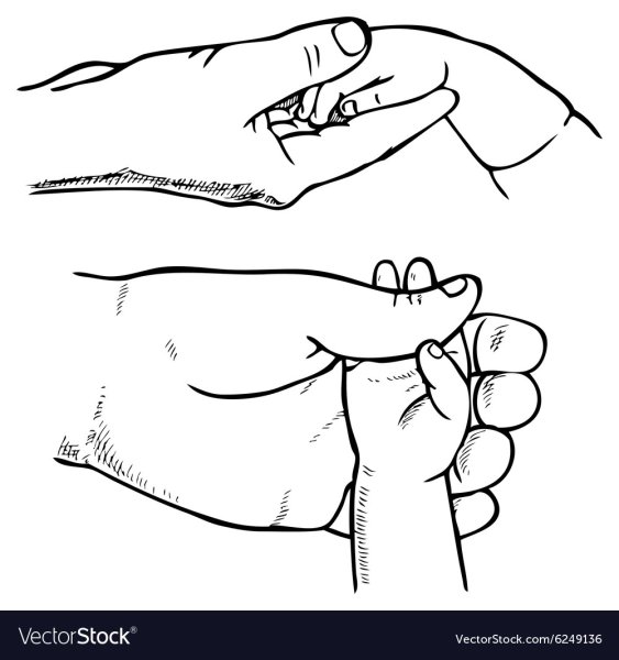 Контур руки ребенка и взрослого