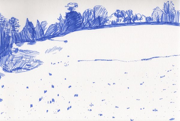 Зимний пейзаж фломастерами