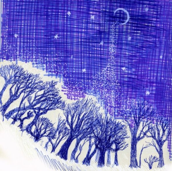 Рисование снегопад