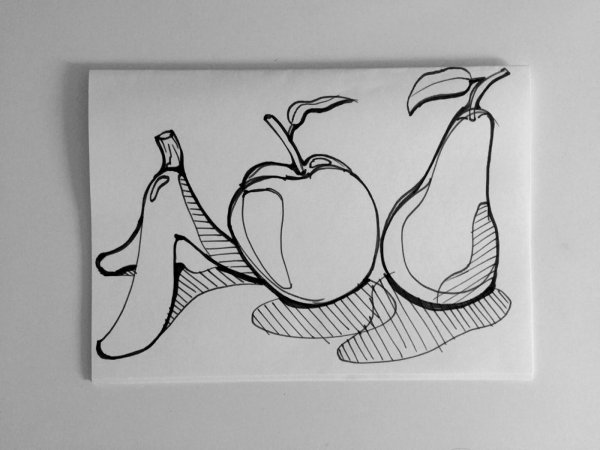 Фрукты черным маркером
