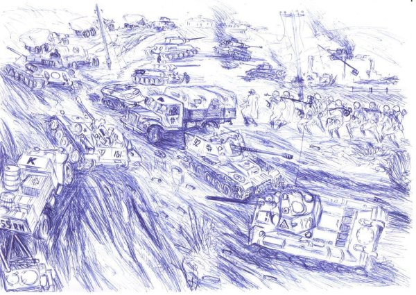Рисунок ручкой на тему война