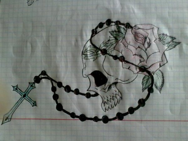 Рисунки ручкой для срисовки черепа