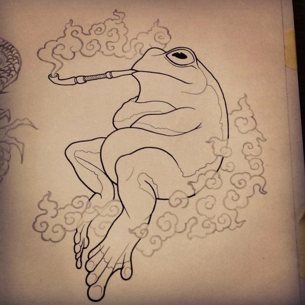 Тату жаба в японском стиле