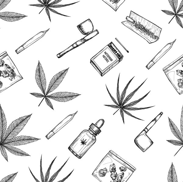 Эскиз для тату простой марихуана