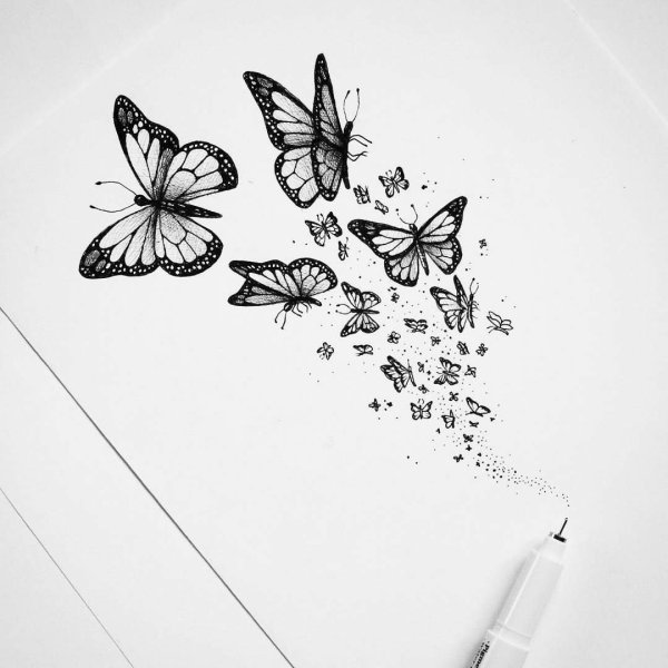 Эскиз тату бабочка Минимализм