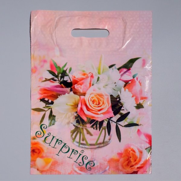 Пакет полиэтиленовый, с вырубной ручкой, Тиффани, 34 х 45, 33 мкм