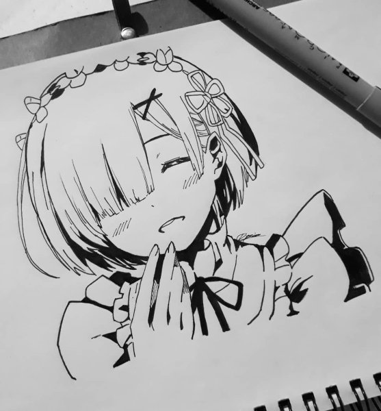 Рем Ре Зеро карандашом